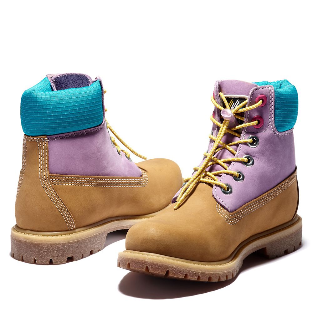 Timberland Womens 6-Inch Boots Premium Waterproof - Brown/Purple - India EC2970861